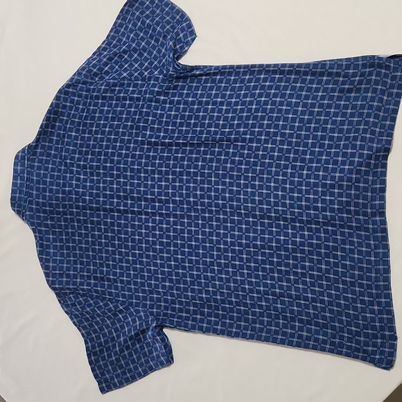 TOMMY BAHAMA SHIRT MENS L/G HAWAIIAN BUTTON BLUE CHECK SILK BLEND CAMP C… - Picture 5 of 10